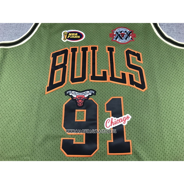 Dennis Rodman NO 91 Camiseta Chicago Bulls Mitchell & Ness 1997-98 Verde